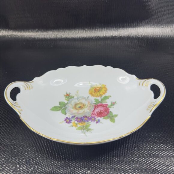 AK Kaiser Germany Gloria Fine Porcelain Dish Bowl With Handles Floral Pattern - Picture 14 of 14